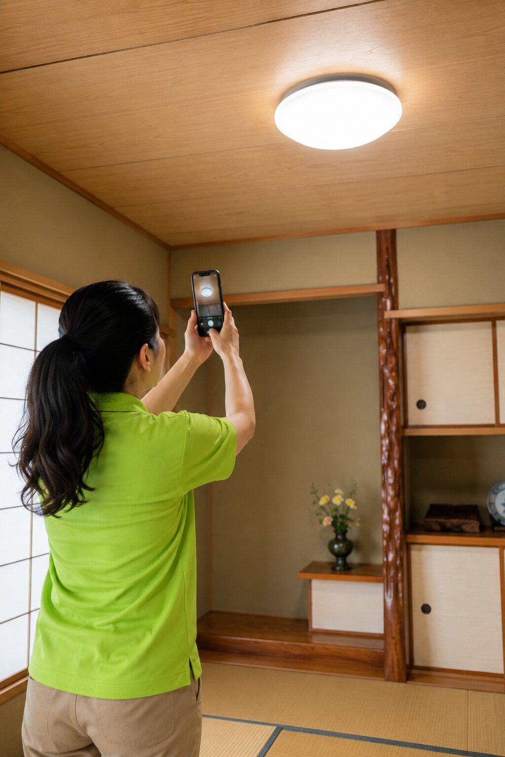 高所の照明器具を交換のサービス風景イメージ