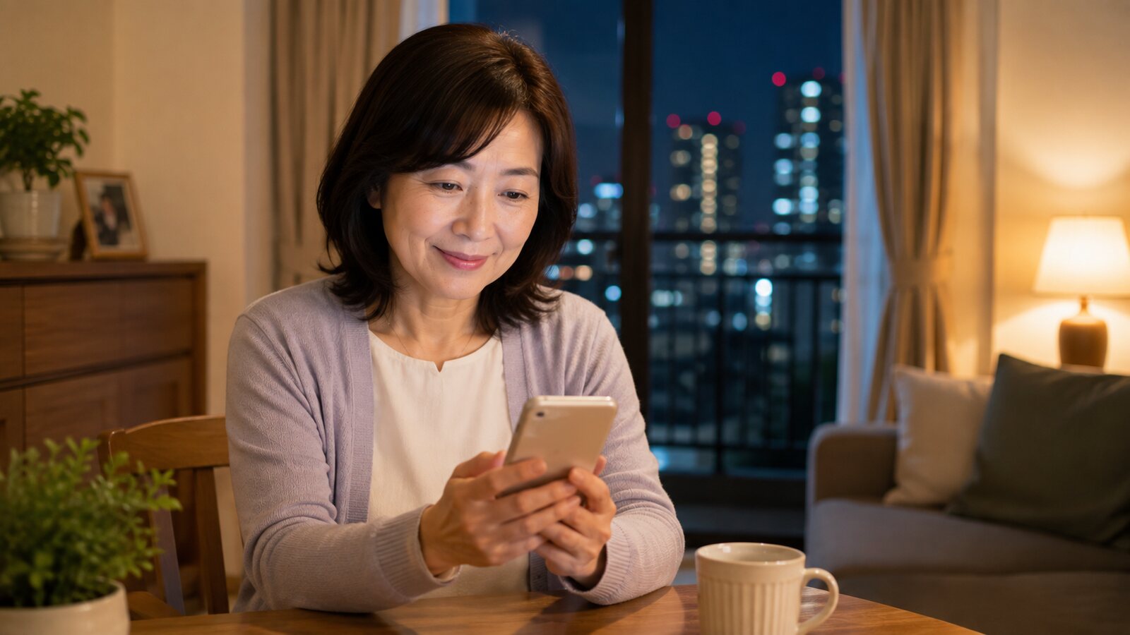 スマートフォンでご家族と連絡のサービス風景イメージ