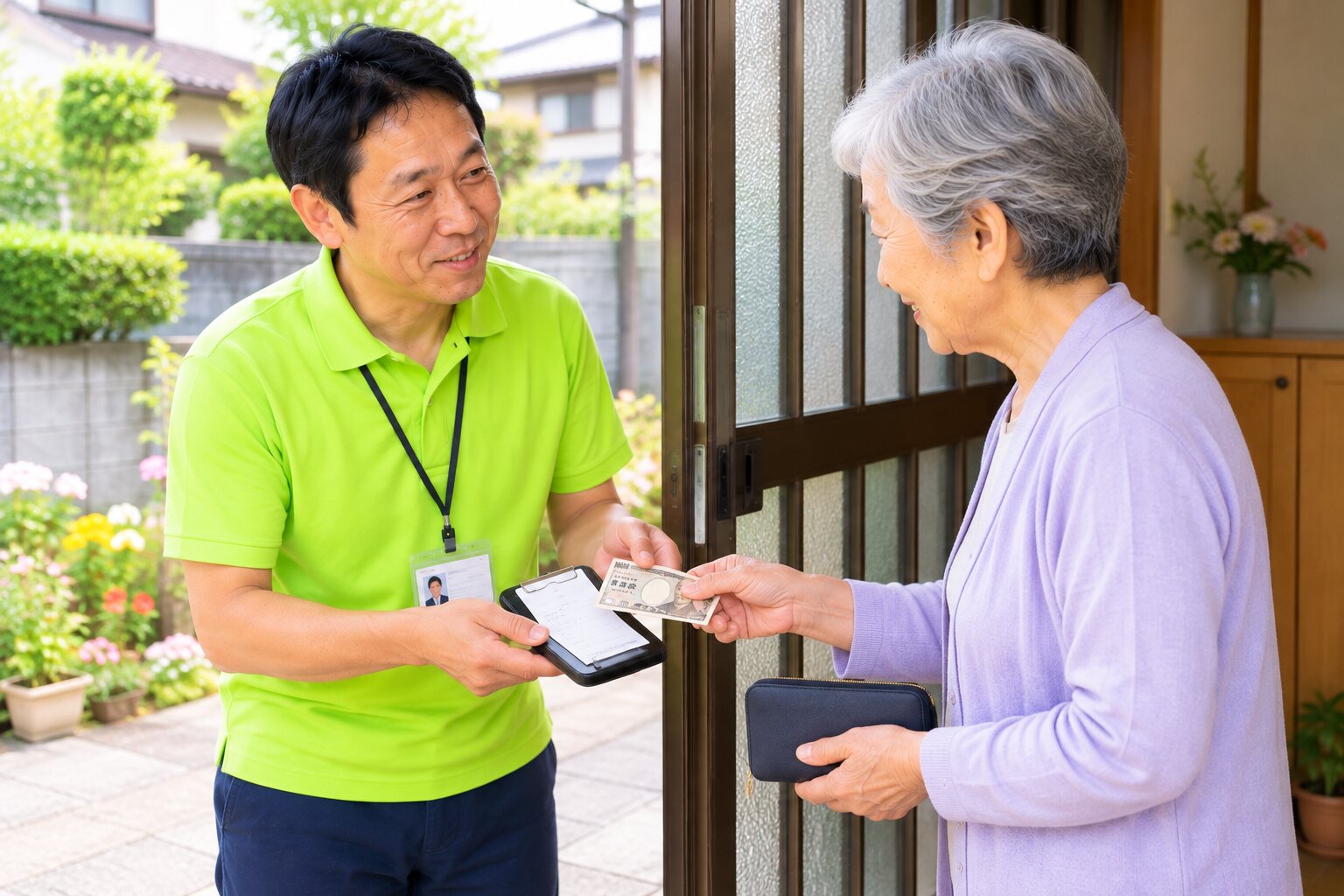 料金と領収内容をその場で確認のサービス風景イメージ