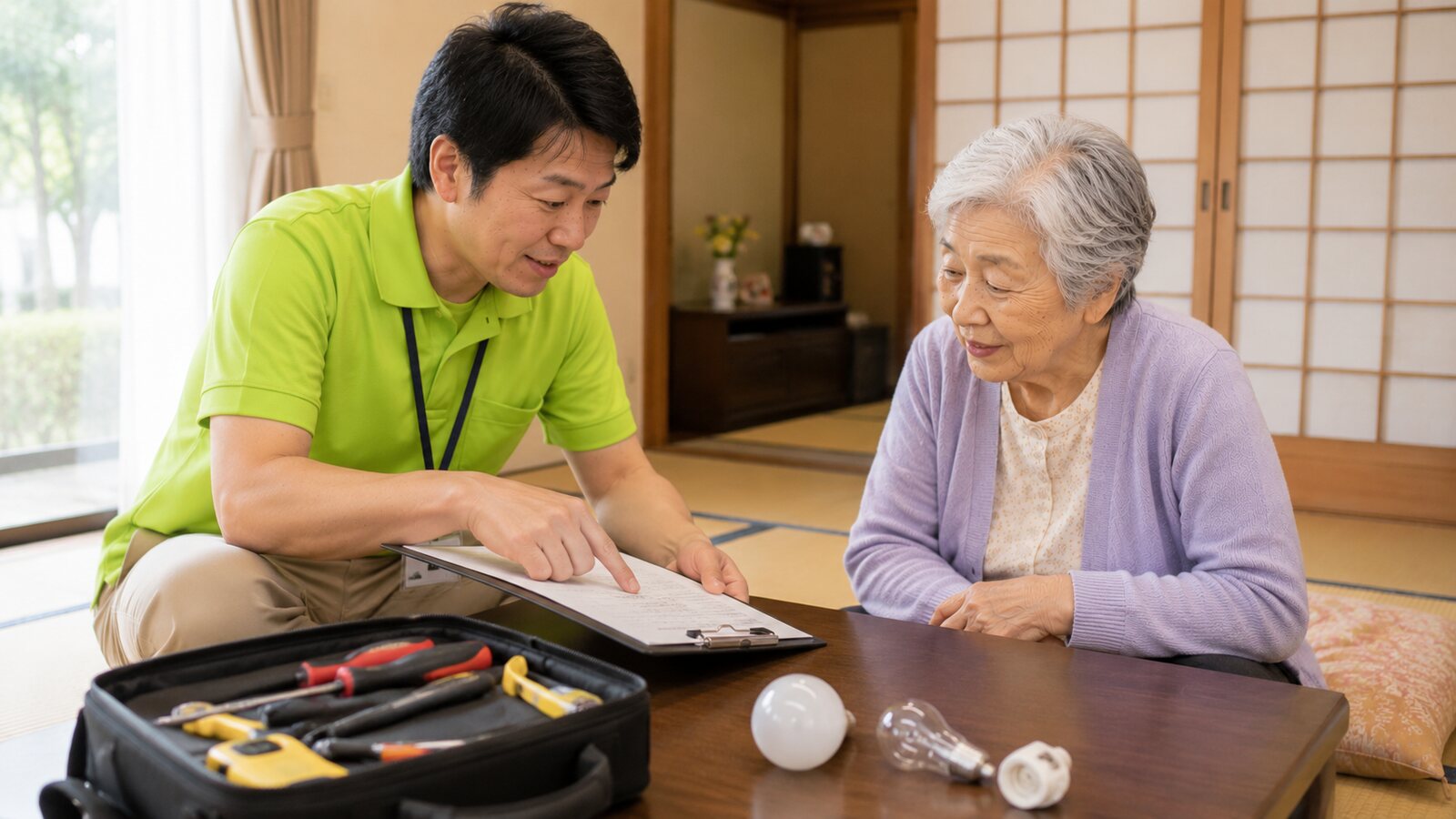 工具を使う小さな住まいの修繕のサービス風景イメージ