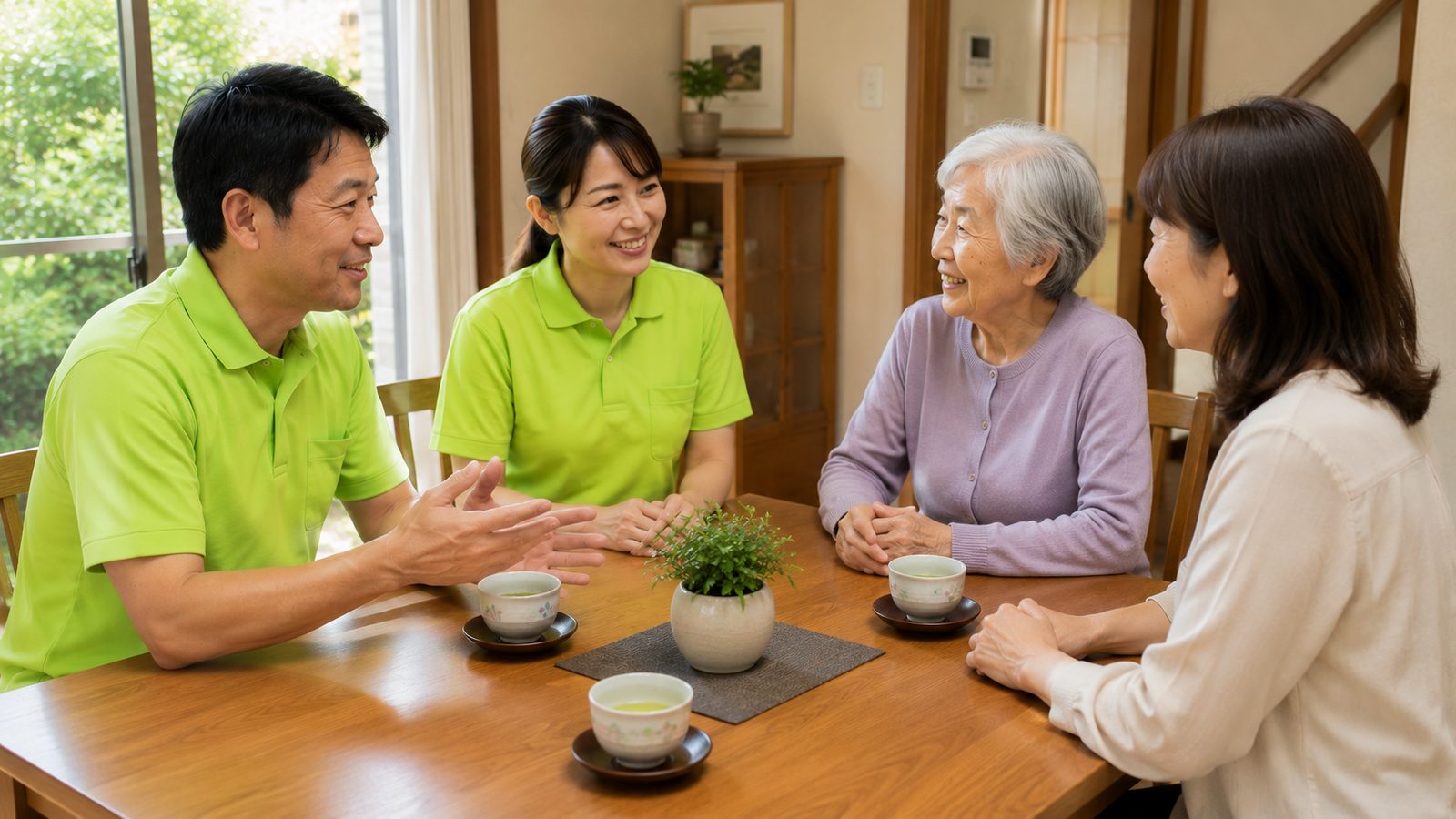 ご家族も含めて支援方法を相談するサービス風景イメージ