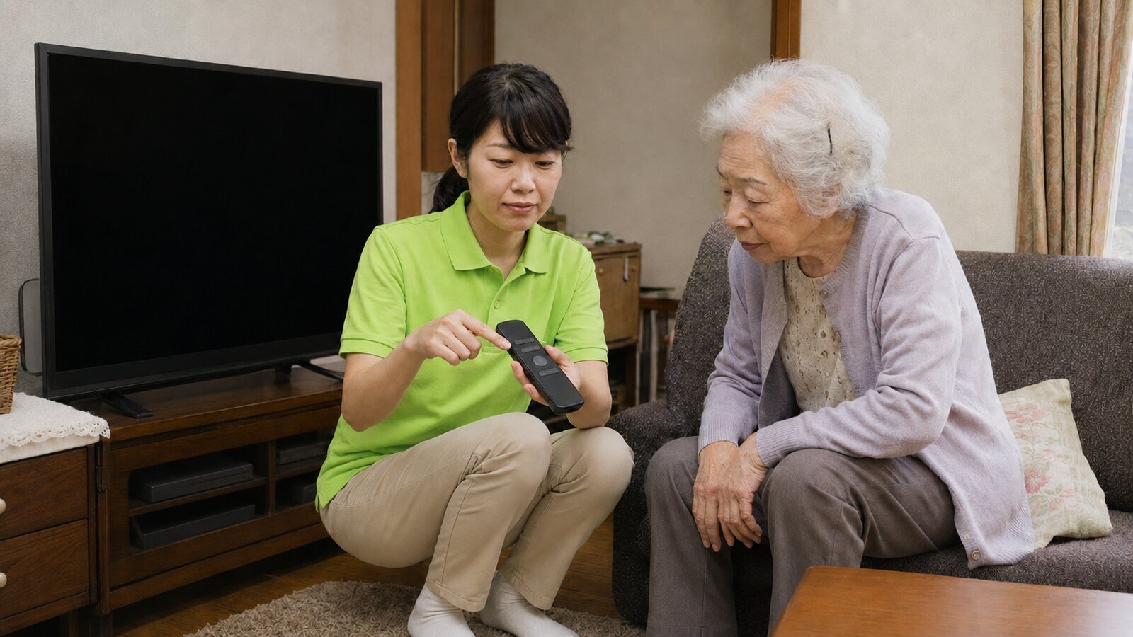 お客様と会話するスタッフ
